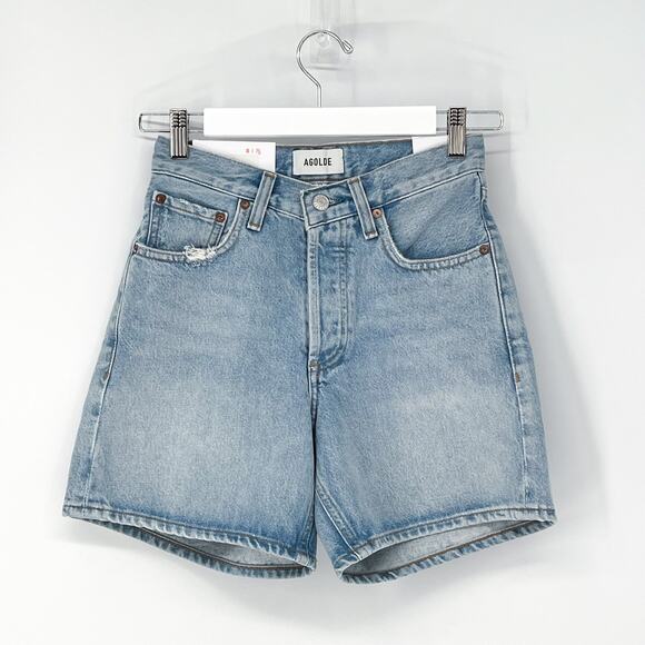AGOLDE NWT V-Waist Denim Shorts Backbeat Wash Size 23 - Picture 2 of 7